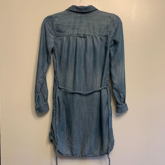 XXS American Eagle Chambray Shirt Dress Tie Waist - Picture 3 of 9